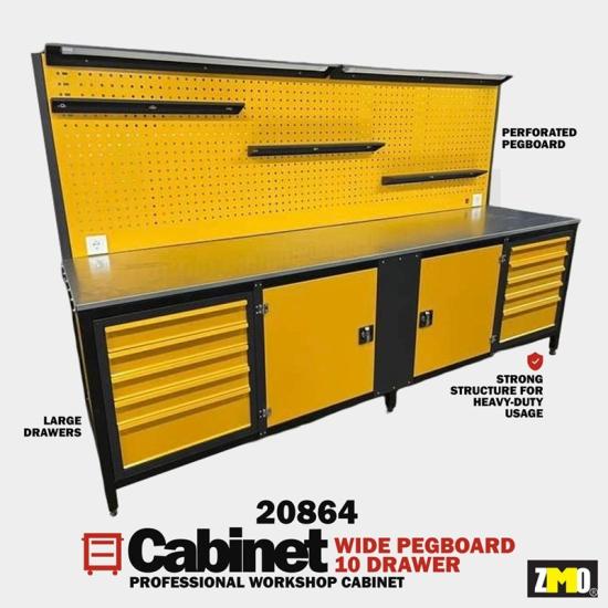 PDR Professional 10 Drawer Work Bench + Pegboard