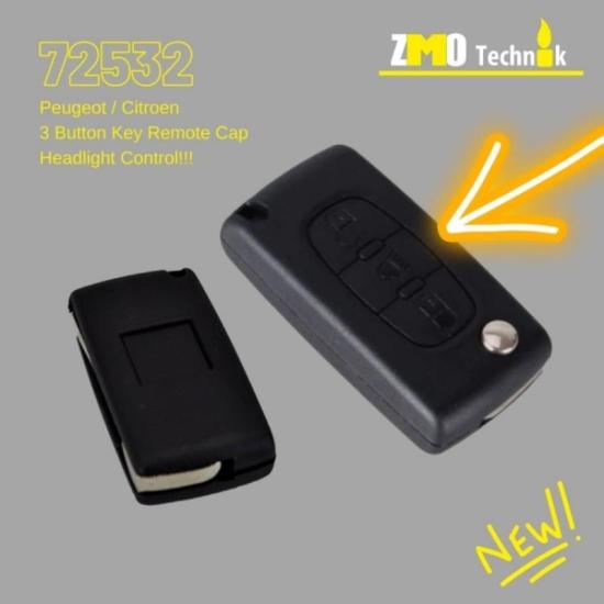 Peugeot / Citroen 3 Button Key (Headlight)
